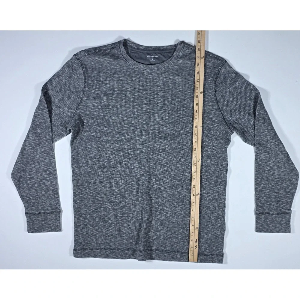 Banana Republic Men's XL Gray Space Dye Waffle Knit Thermal Long Sleeve Shirt